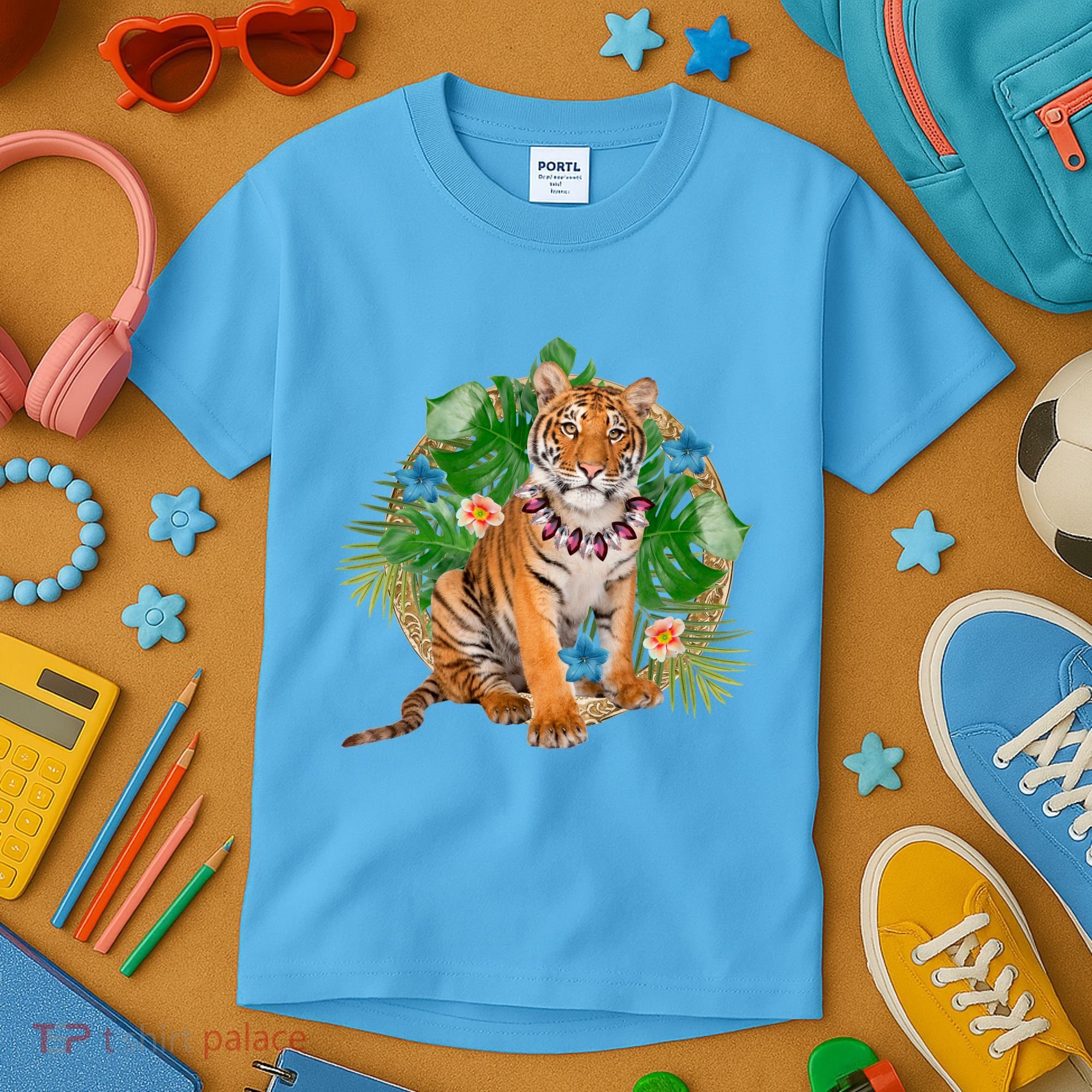 Tropical Tiger Vacation Kids T-Shirt