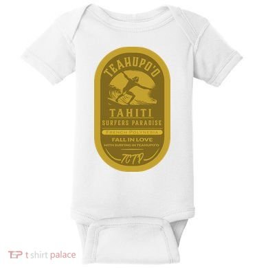 Teahupoo Tahiti Vintage Surf Label Baby Bodysuit