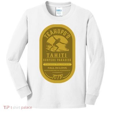 Teahupoo Tahiti Vintage Surf Label Kids Long Sleeve Shirt