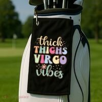 Thick Thighs Virgo Vibes August September Birthday Virgo Gift Golf Towel thumb 2