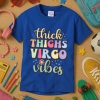 Thick Thighs Virgo Vibes August September Birthday Virgo Gift Kids T-Shirt thumb 3