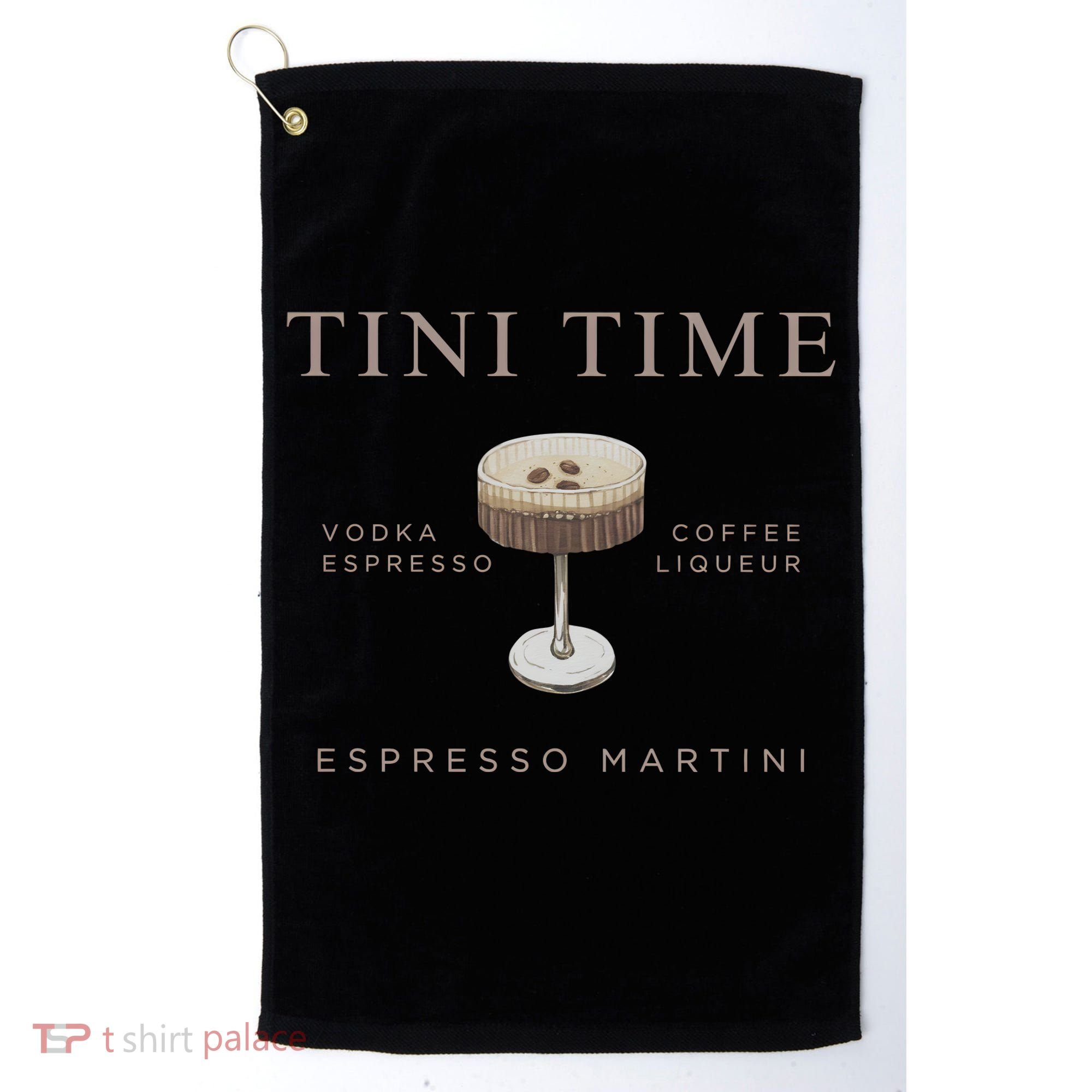 Tini Time Vodka Espresso Coffee Liqueur Espresso Martini Golf Towel