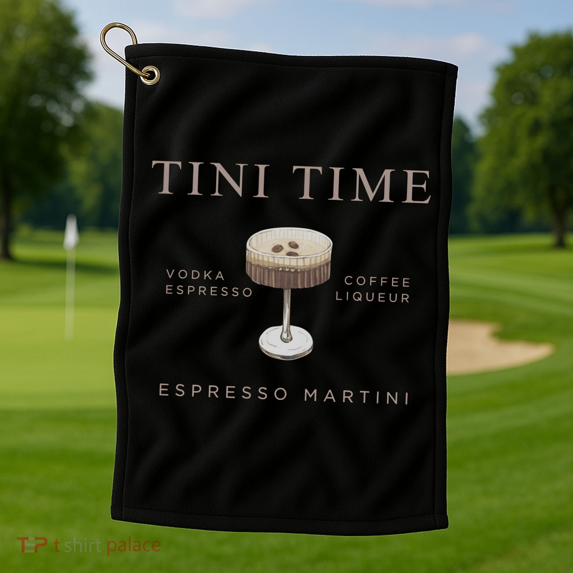 Tini Time Vodka Espresso Coffee Liqueur Espresso Martini Golf Towel
