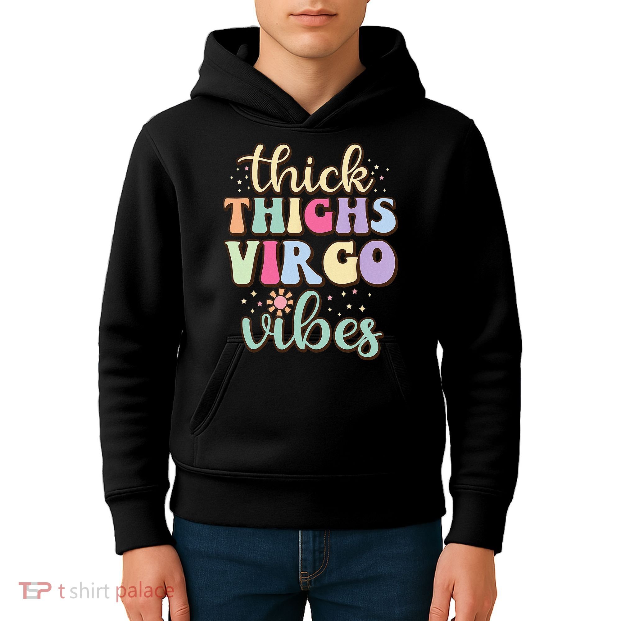 Thick Thighs Virgo Vibes August September birthday Virgo Kids Hoodie