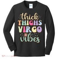 Thick Thighs Virgo Vibes August September birthday Virgo Kids Long Sleeve Shirt thumb 0
