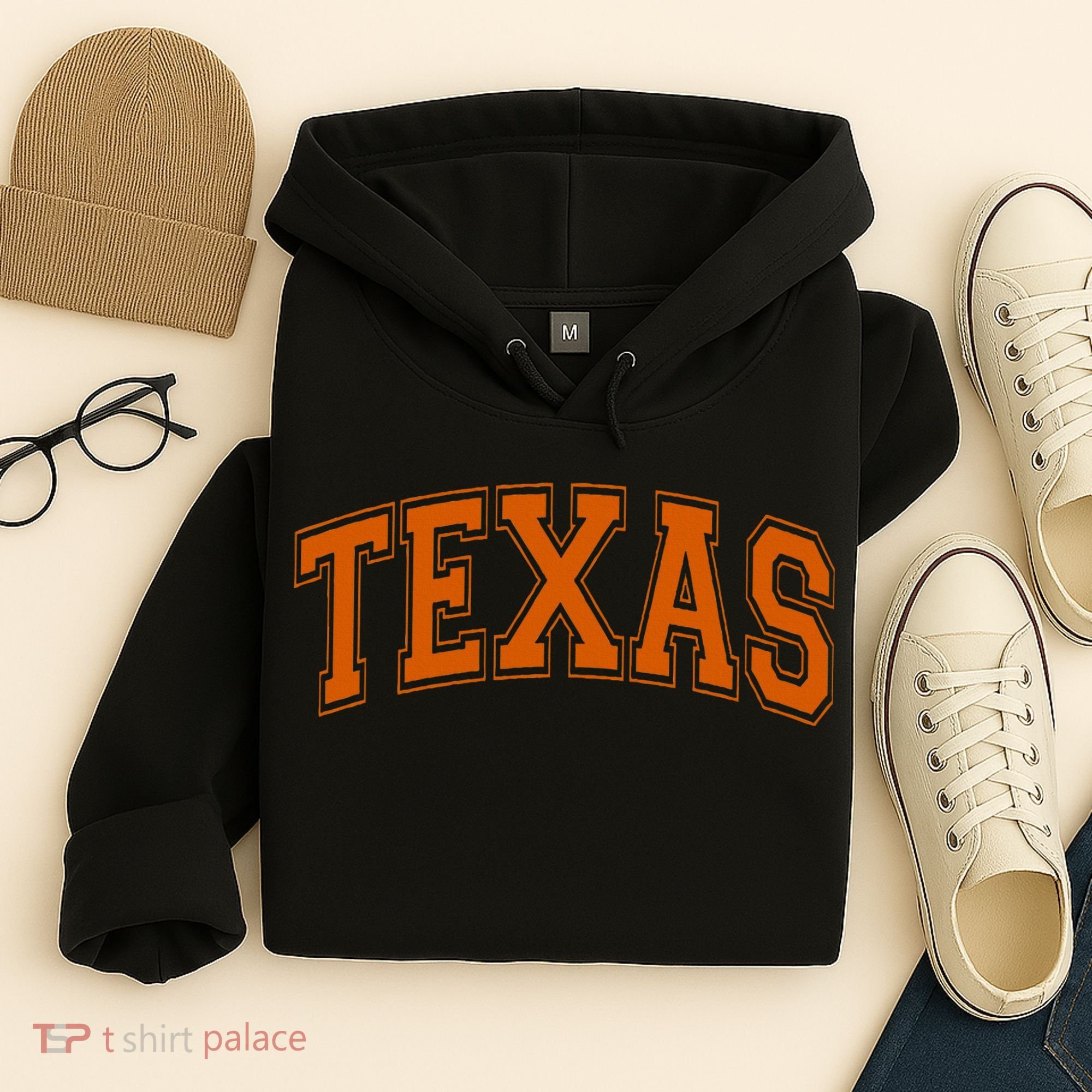 Texas Tx Varsity Style Orange Text Hoodie