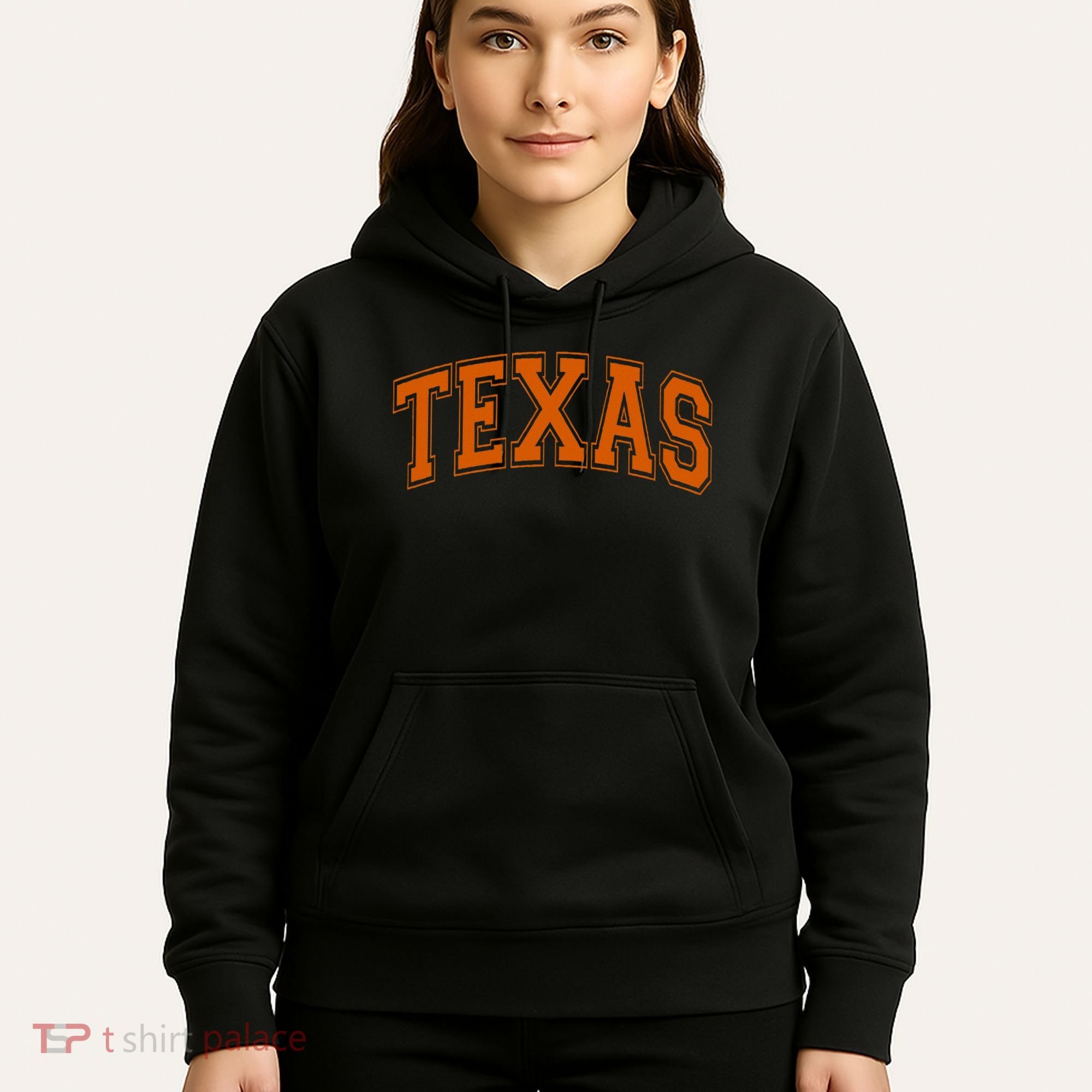 Texas Tx Varsity Style Orange Text Hoodie