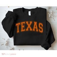 Texas Tx Varsity Style Orange Text Sweatshirt thumb 2