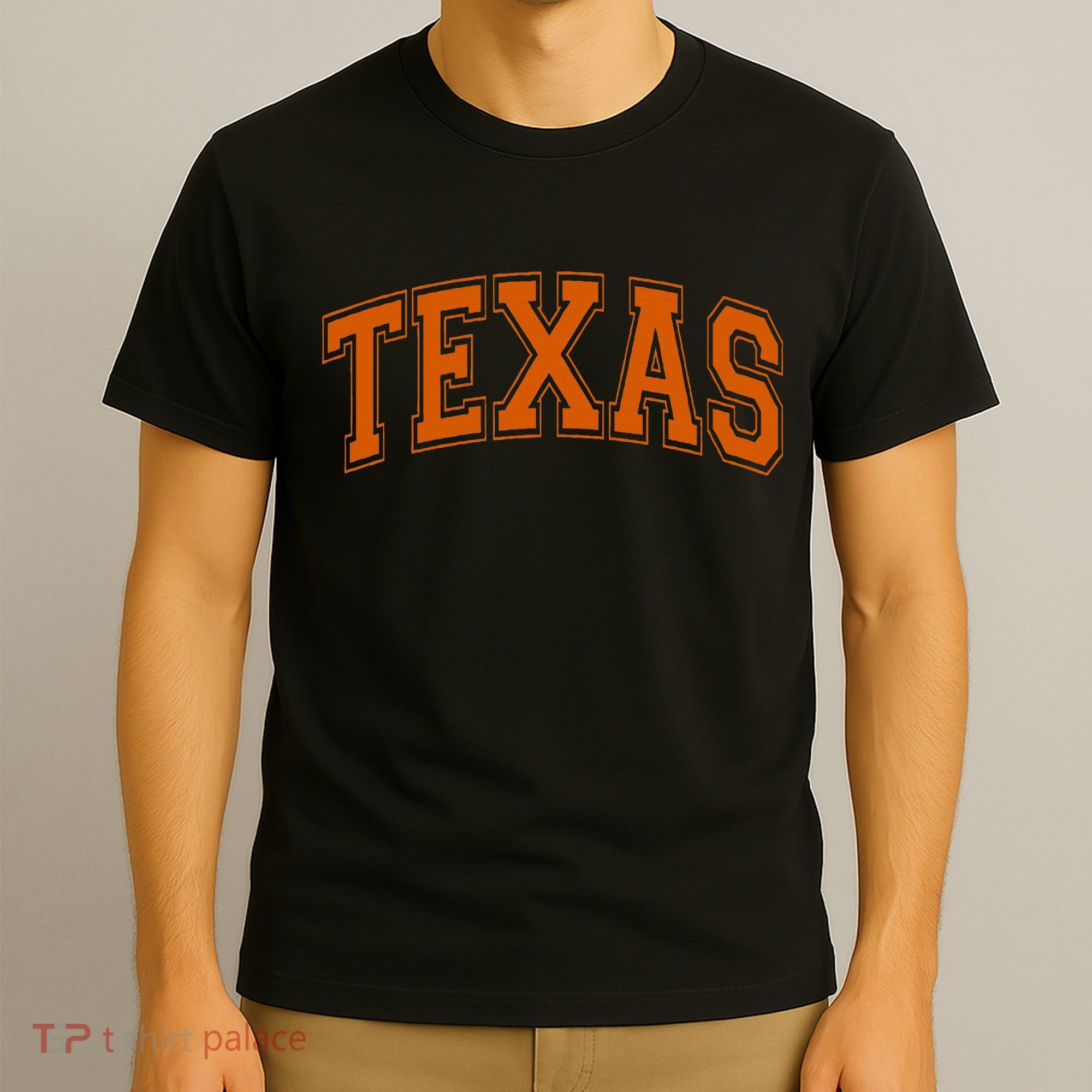 Texas Tx Varsity Style Orange Text T-Shirt