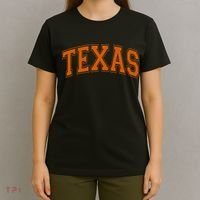 Texas Tx Varsity Style Orange Text T-Shirt thumb 4