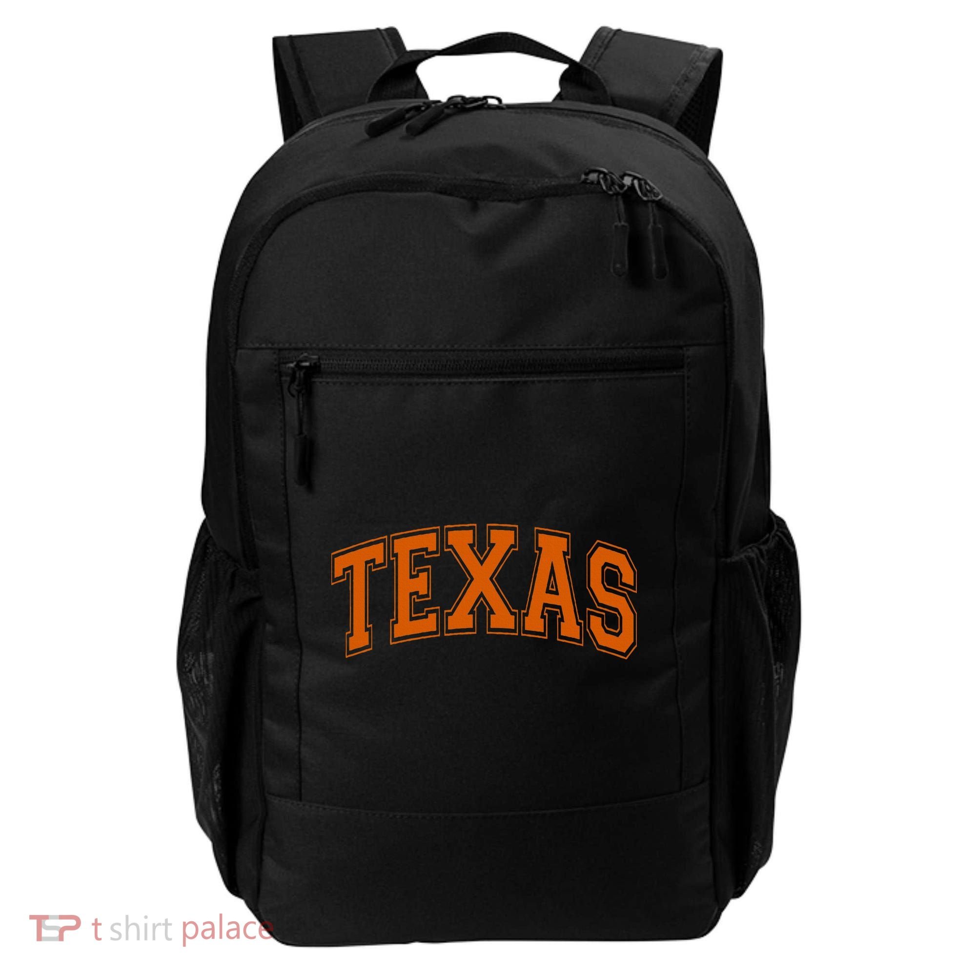 Texas Tx Varsity Style Orange Text Backpack