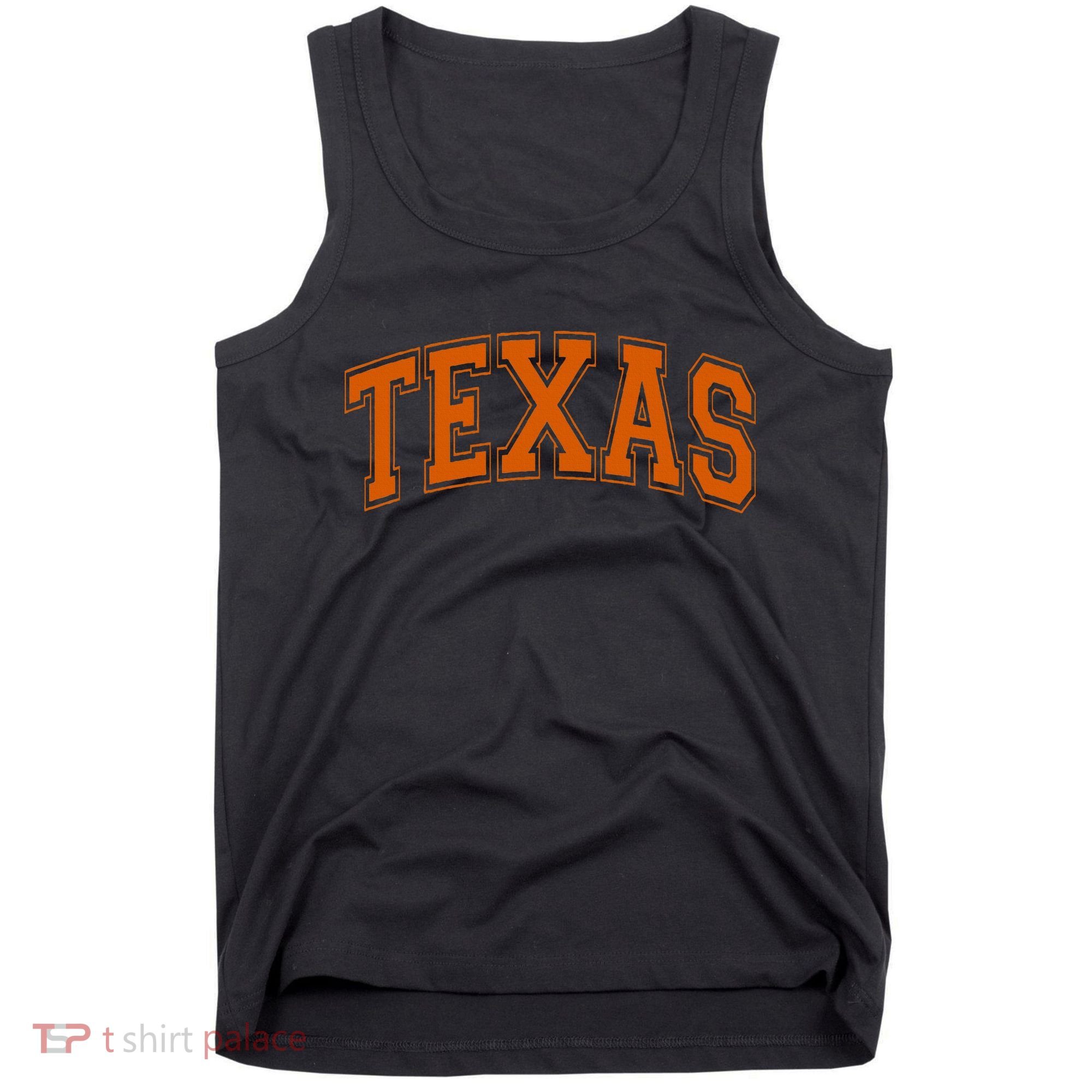 Texas Tx Varsity Style Orange Text Tank Top