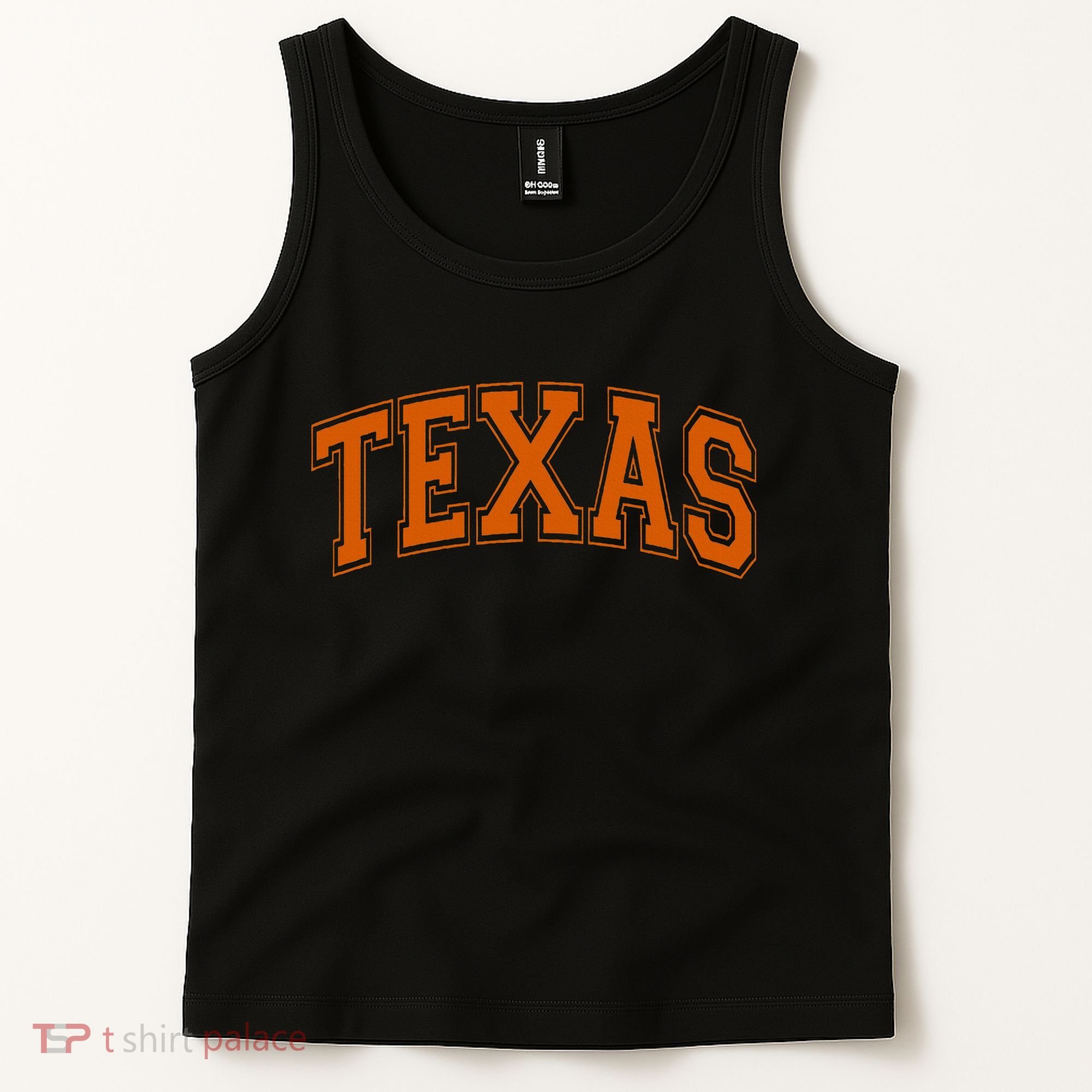Texas Tx Varsity Style Orange Text Tank Top