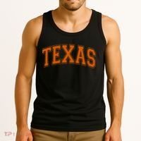 Texas Tx Varsity Style Orange Text Tank Top thumb 3