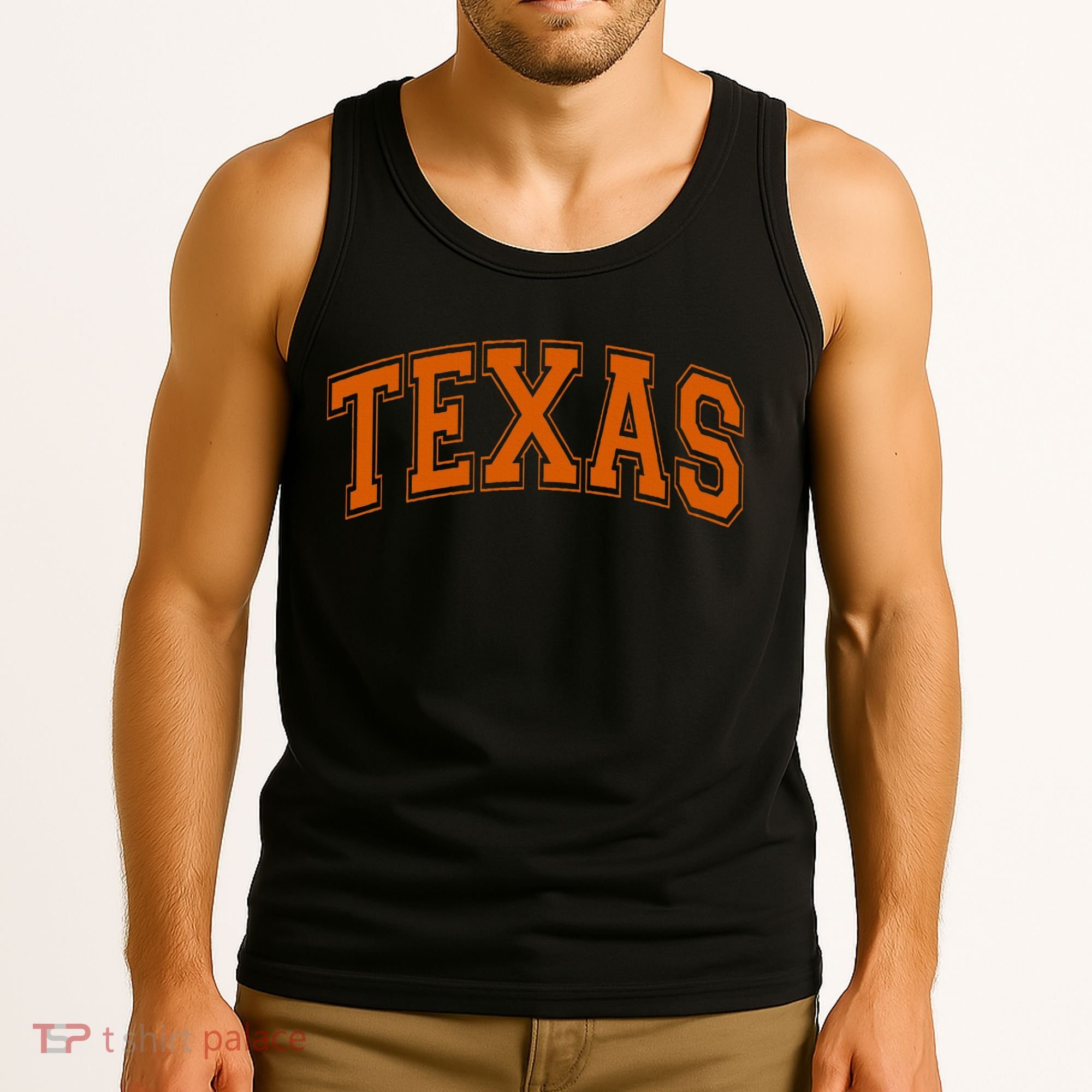 Texas Tx Varsity Style Orange Text Tank Top