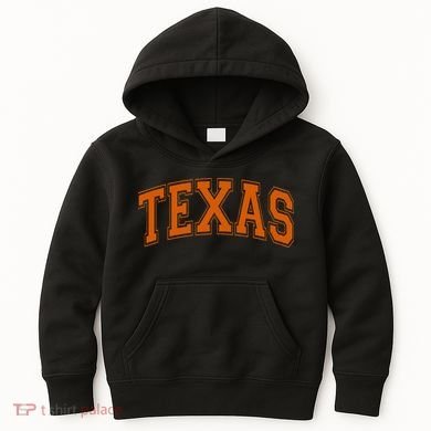 Texas Tx Varsity Style Orange Text Kids Hoodie