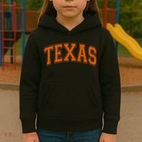 Texas Tx Varsity Style Orange Text Kids Hoodie thumb 3