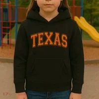 Texas Tx Varsity Style Orange Text Kids Hoodie thumb 3