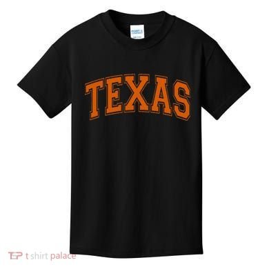 Texas Tx Varsity Style Orange Text Kids T-Shirt