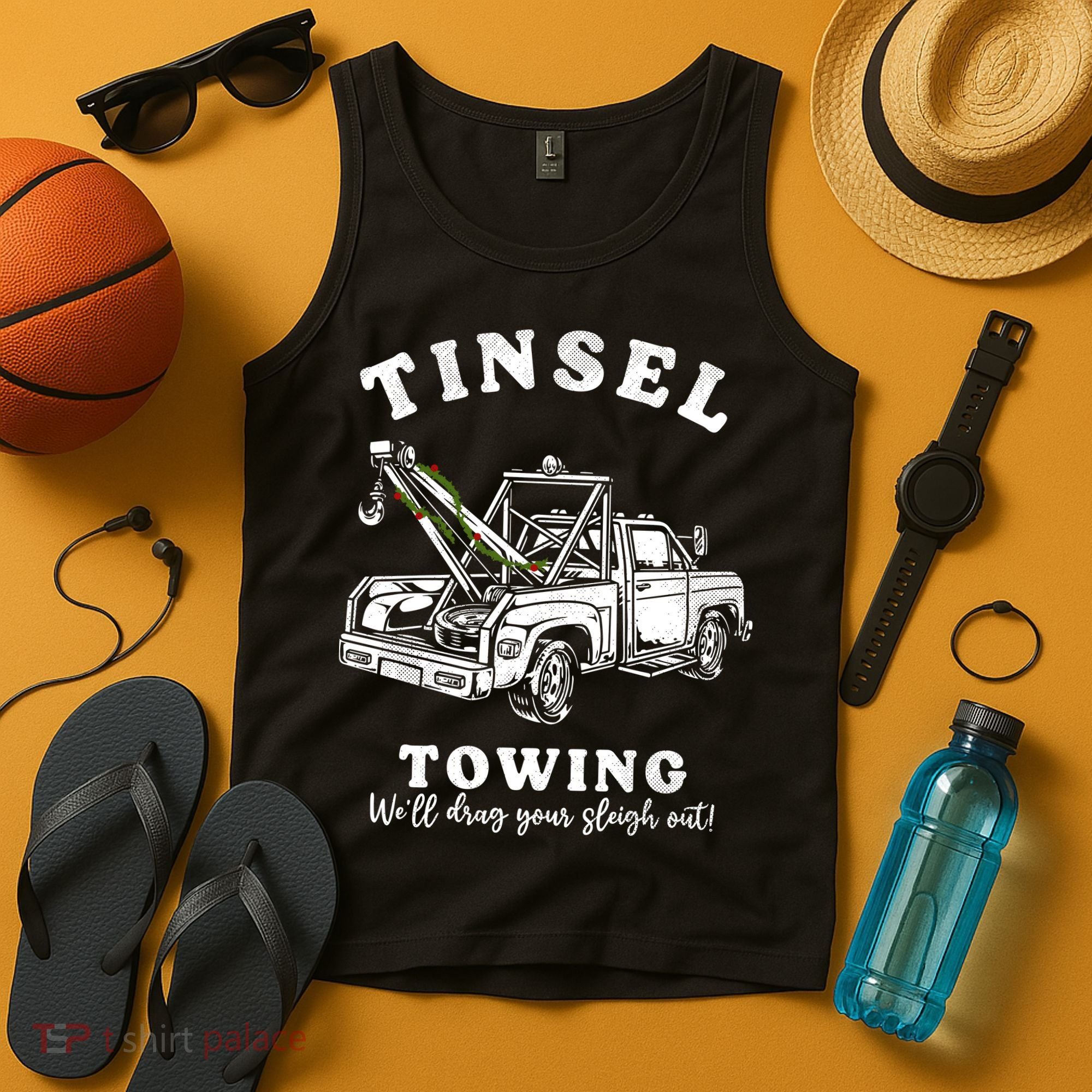 Tinsel Towing We'll Drag The Sleigh Out Tank Top