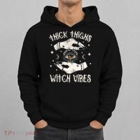 Thick Thighs Witch Vibes Halloween Moon Witches Tattoo Hoodie thumb 0