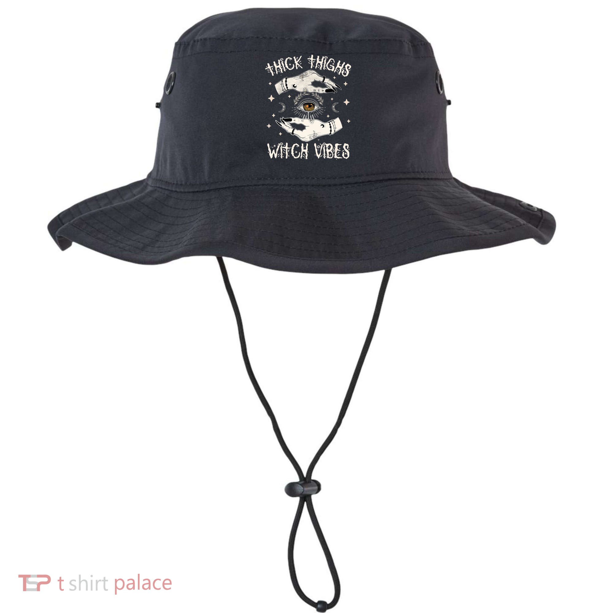 Thick Thighs Witch Vibes Halloween Moon Witches Tattoo Bucket Hat