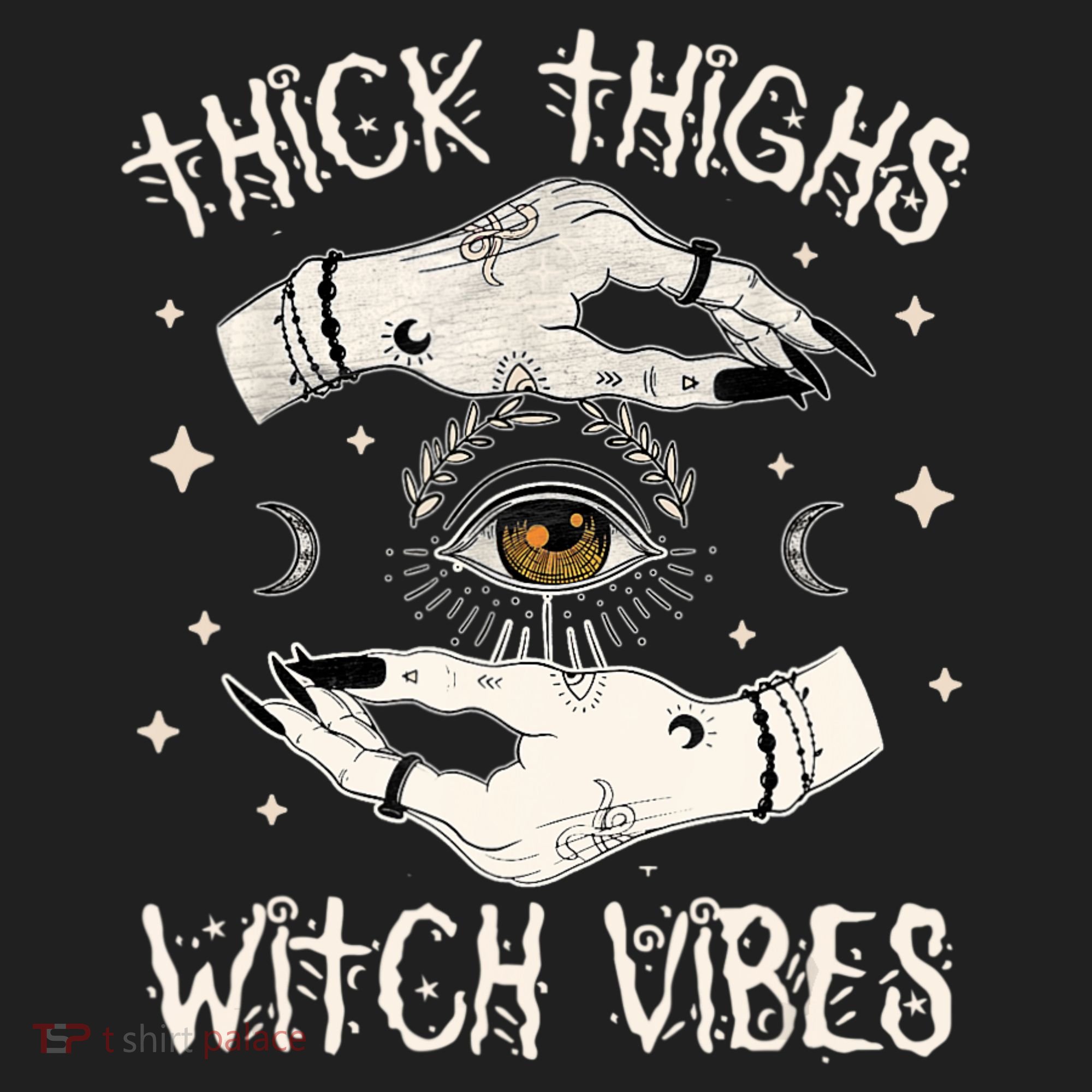 Thick Thighs Witch Vibes Halloween Moon Witches Tattoo Beanie