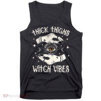 Thick Thighs Witch Vibes Halloween Moon Witches Tattoo Tank Top thumb 0