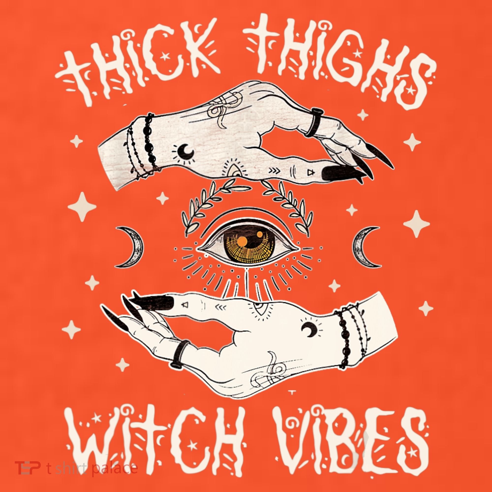 Thick Thighs Witch Vibes Halloween Moon Witches Tattoo Long Sleeve Shirt