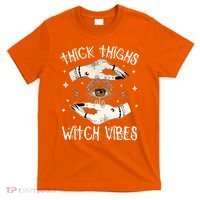 Thick Thighs Witch Vibes Halloween Moon Witches Tattoo T-Shirt thumb 0