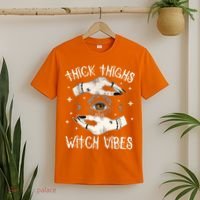 Thick Thighs Witch Vibes Halloween Moon Witches Tattoo T-Shirt thumb 2