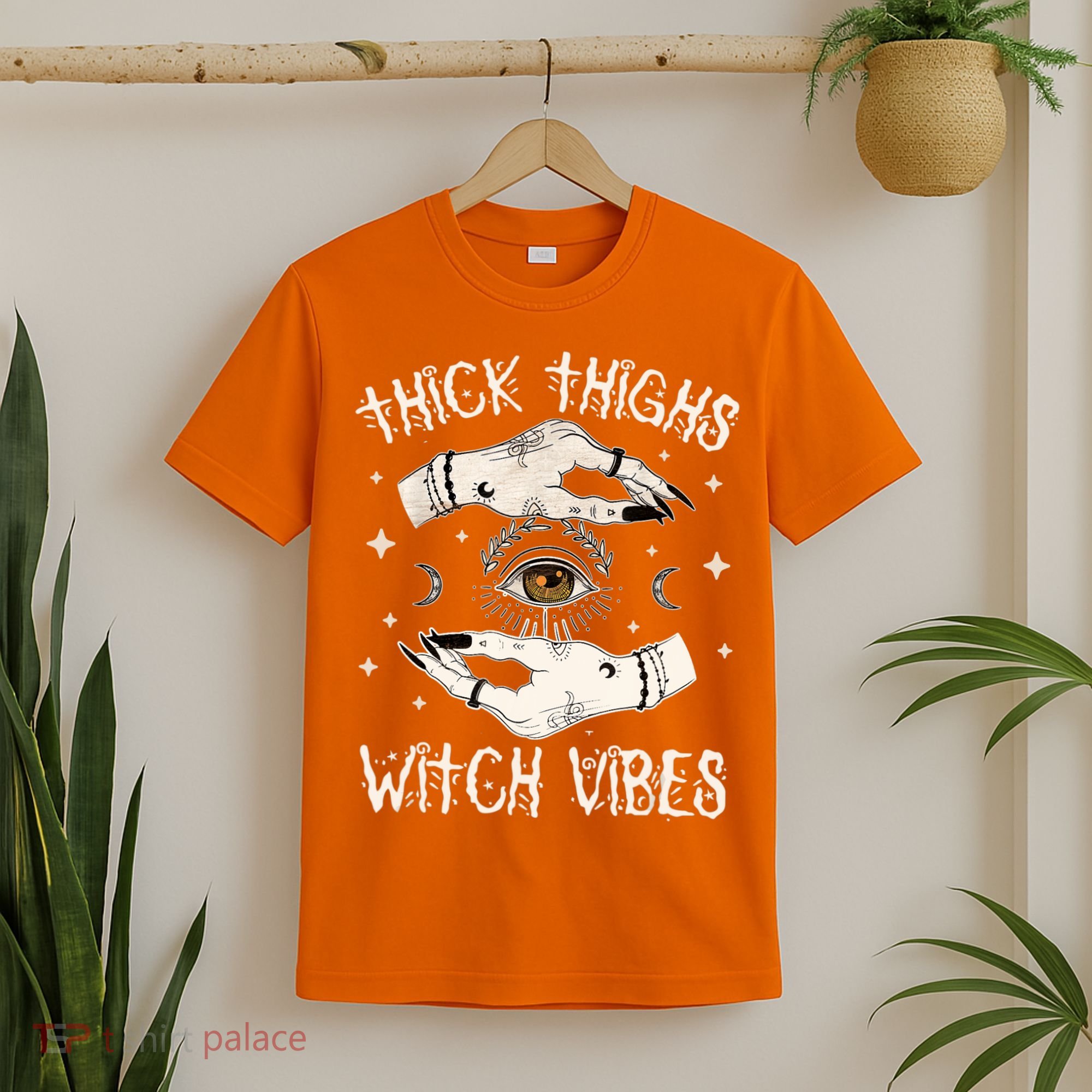 Thick Thighs Witch Vibes Halloween Moon Witches Tattoo T-Shirt
