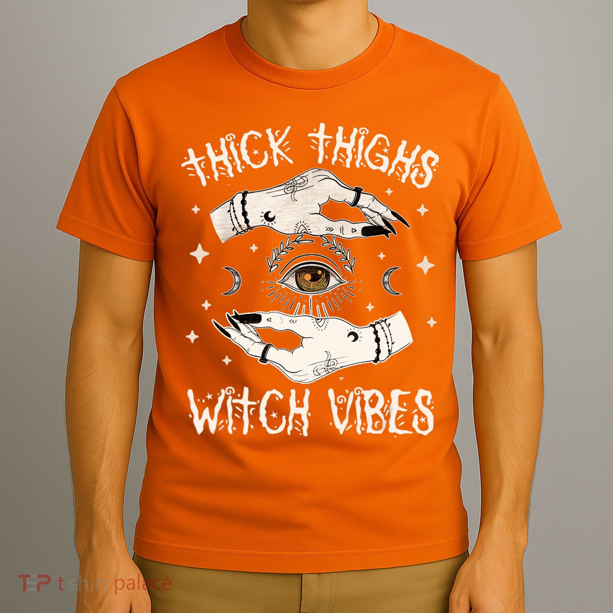 Thick Thighs Witch Vibes Halloween Moon Witches Tattoo T-Shirt