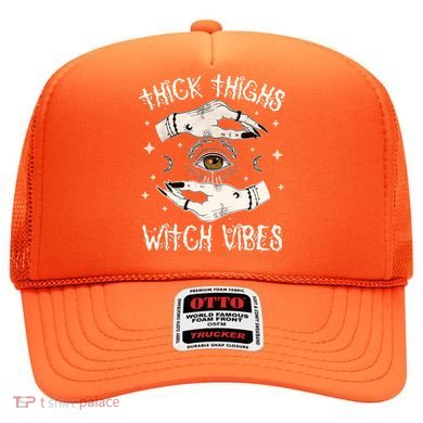 Thick Thighs Witch Vibes Halloween Moon Witches Tattoo Hat