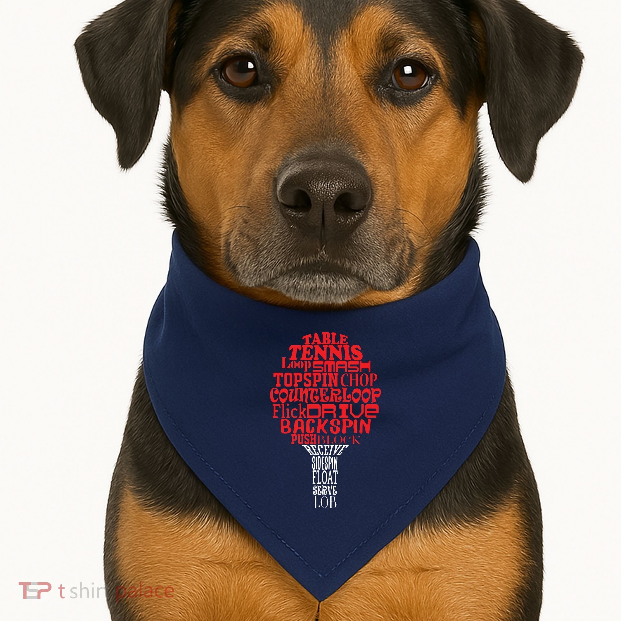 Table Tennis Word Cloud USA-Made Doggie Bandana