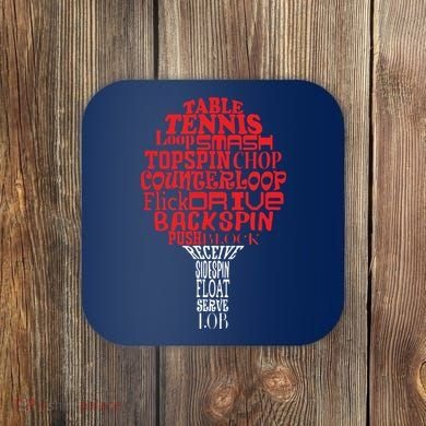 Table Tennis Word Cloud Coaster