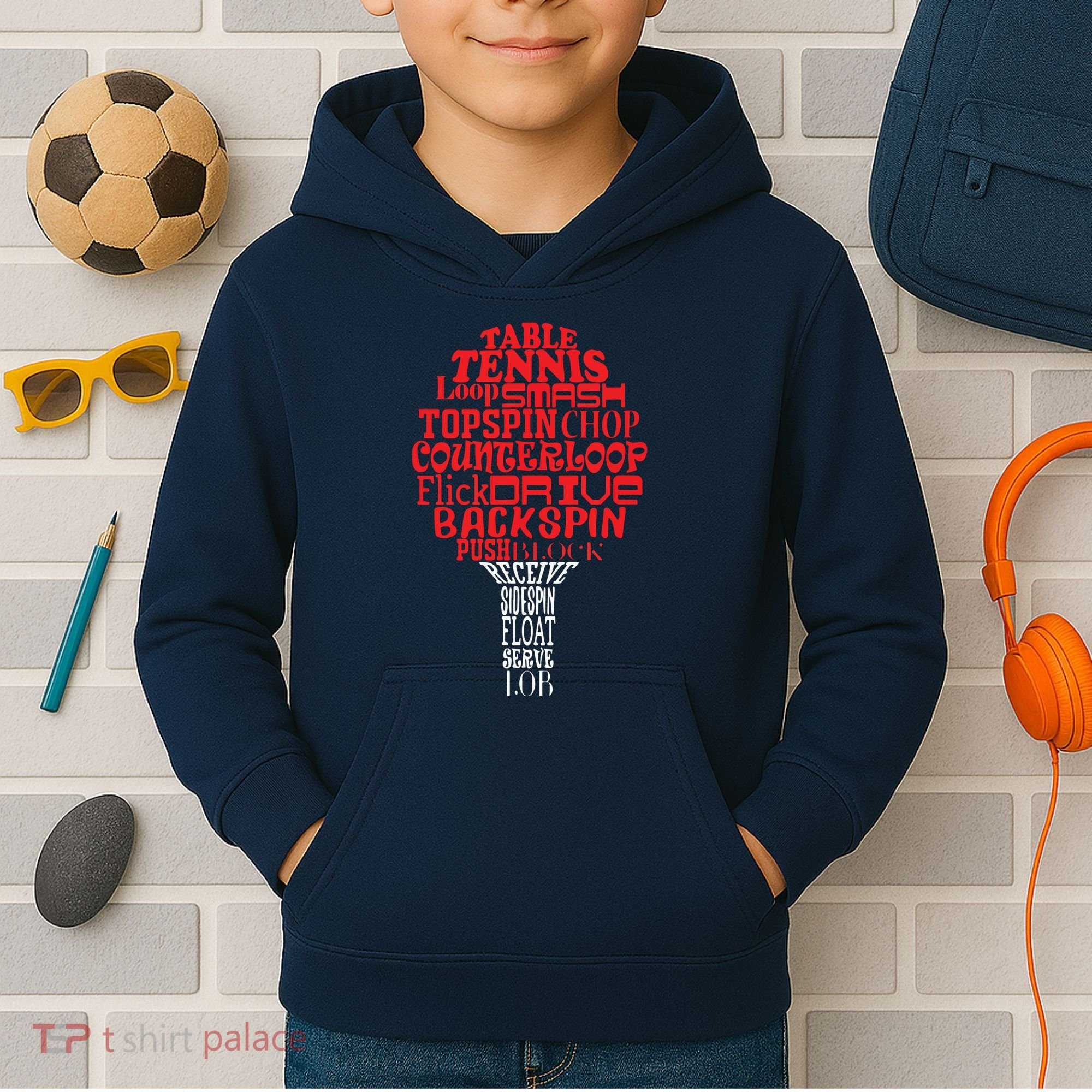 Table Tennis Word Cloud Kids Hoodie
