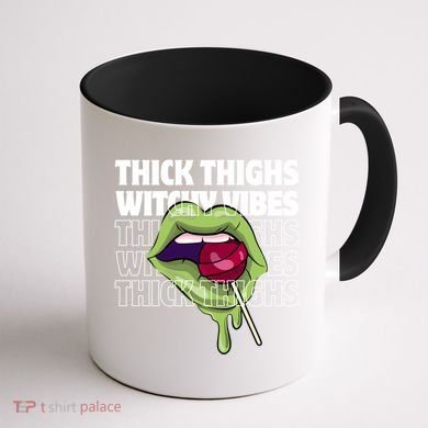 Thick Thighs Witchy Vibes Halloween Bad Witch Energy Gift Coffee Mug back