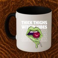 Thick Thighs Witchy Vibes Halloween Bad Witch Energy Gift Coffee Mug thumb 2