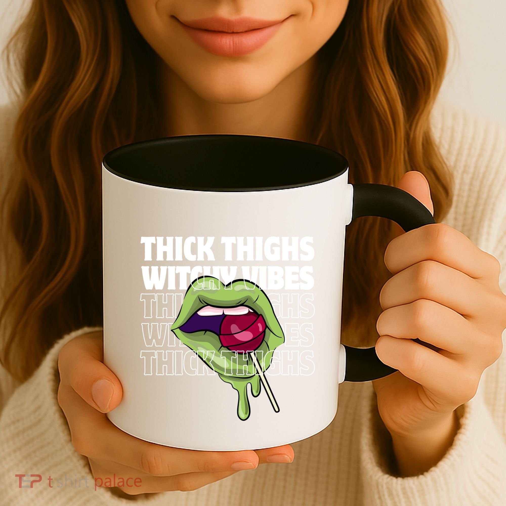 Thick Thighs Witchy Vibes Halloween Bad Witch Energy Gift Coffee Mug