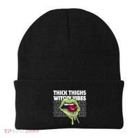 Thick Thighs Witchy Vibes Halloween Bad Witch Energy Gift Beanie thumb 0