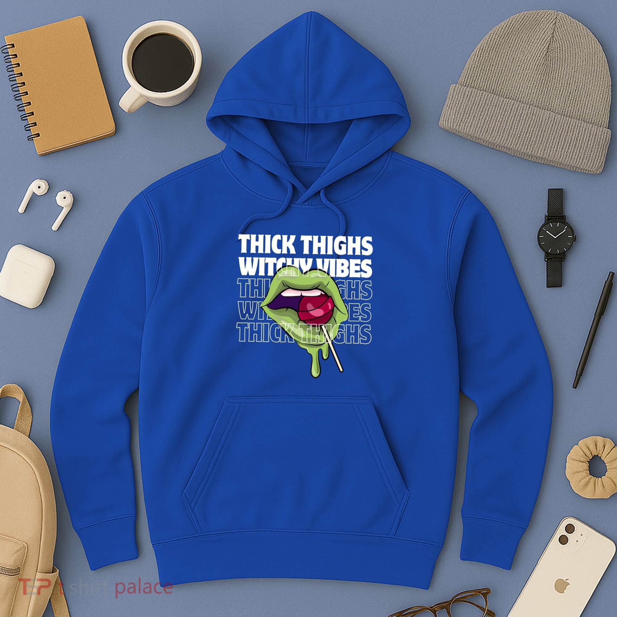 Thick Thighs Witchy Vibes Halloween Bad Witch Energy Gift Hoodie