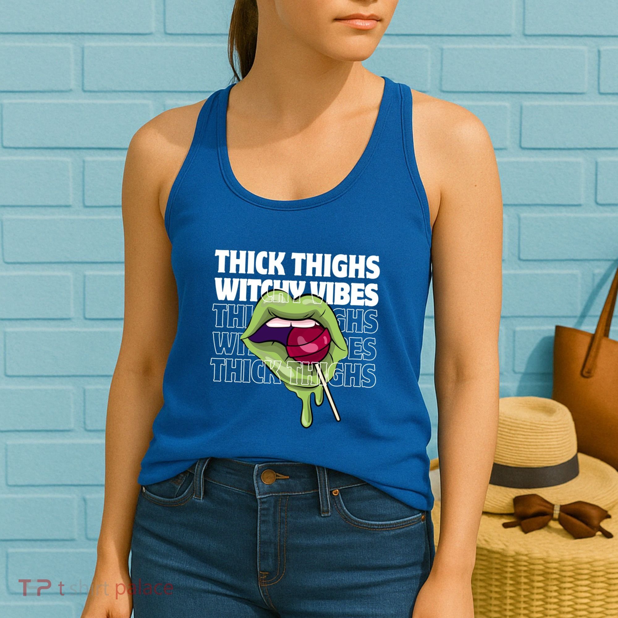 Thick Thighs Witchy Vibes Halloween Bad Witch Energy Gift Women's Tank Top