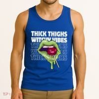Thick Thighs Witchy Vibes Halloween Bad Witch Energy Gift Tank Top thumb 3