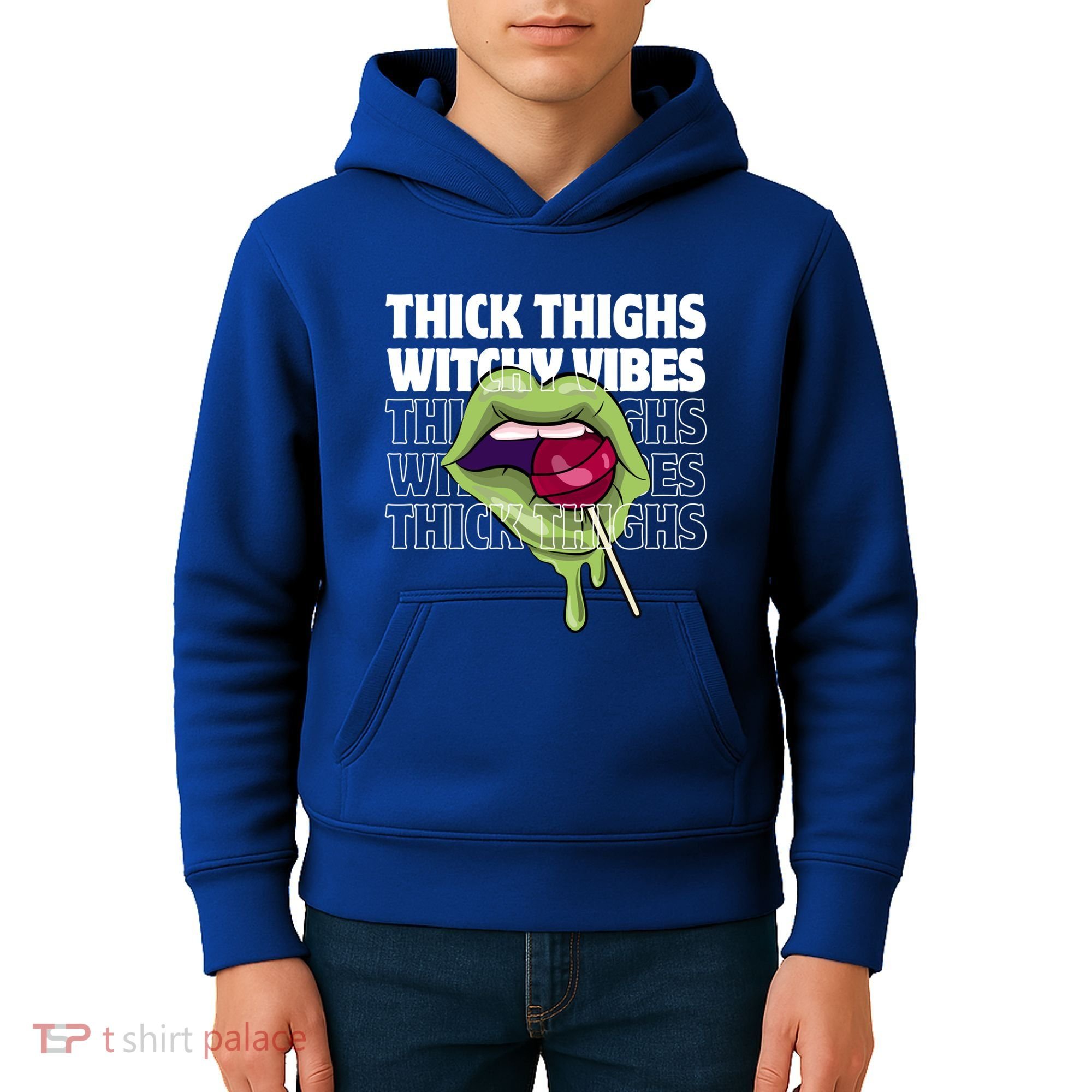 Thick Thighs Witchy Vibes Halloween Bad Witch Energy Gift Kids Hoodie