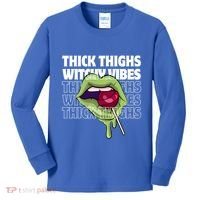Thick Thighs Witchy Vibes Halloween Bad Witch Energy Gift Kids Long Sleeve Shirt thumb 0