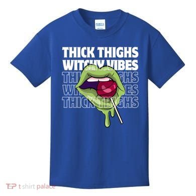 Thick Thighs Witchy Vibes Halloween Bad Witch Energy Gift Kids T-Shirt