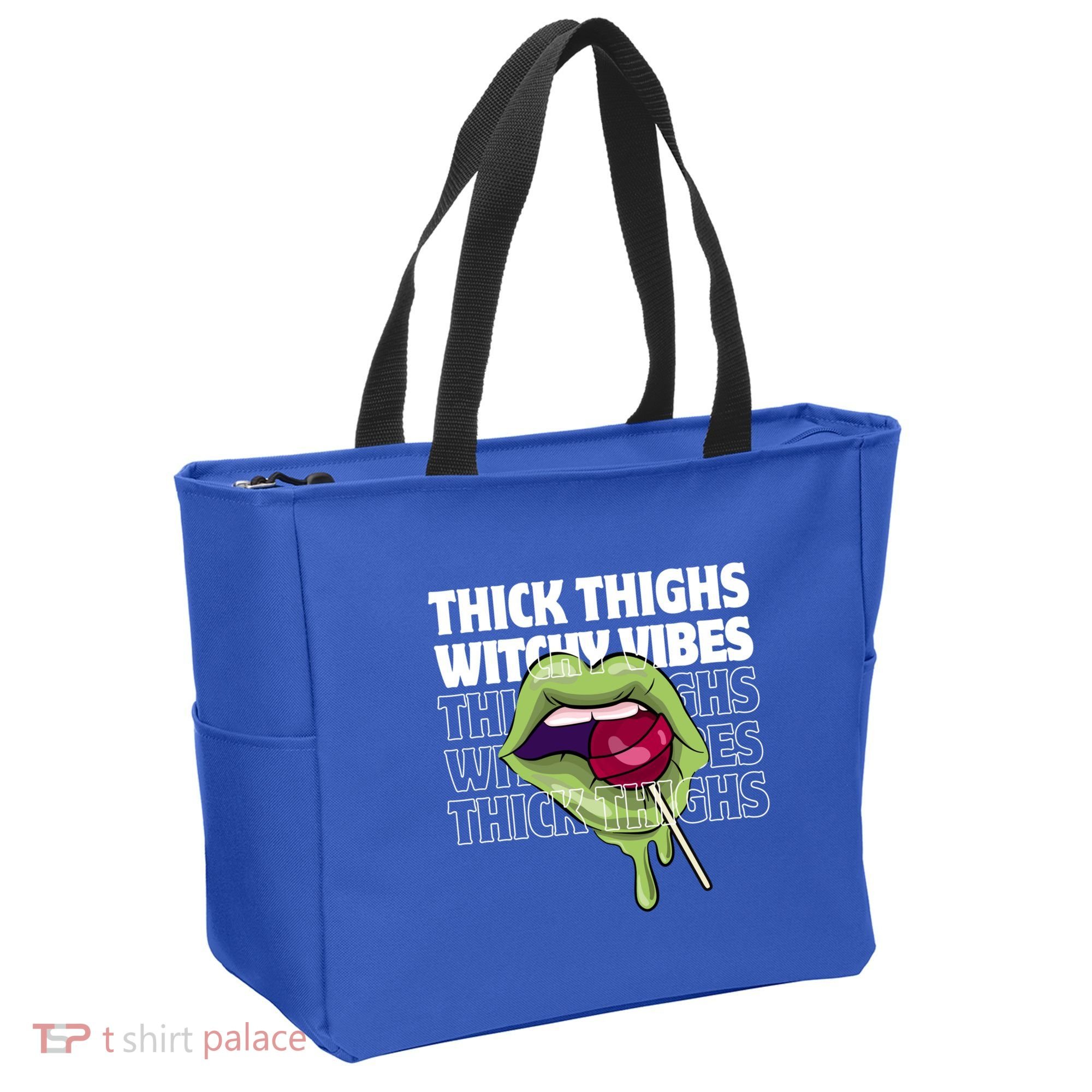 Thick Thighs Witchy Vibes Halloween Bad Witch Energy Gift Tote Bag