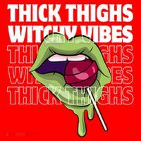 Thick Thighs Witchy Vibes Halloween Bad Witch Energy Gift Santa Hat thumb 1