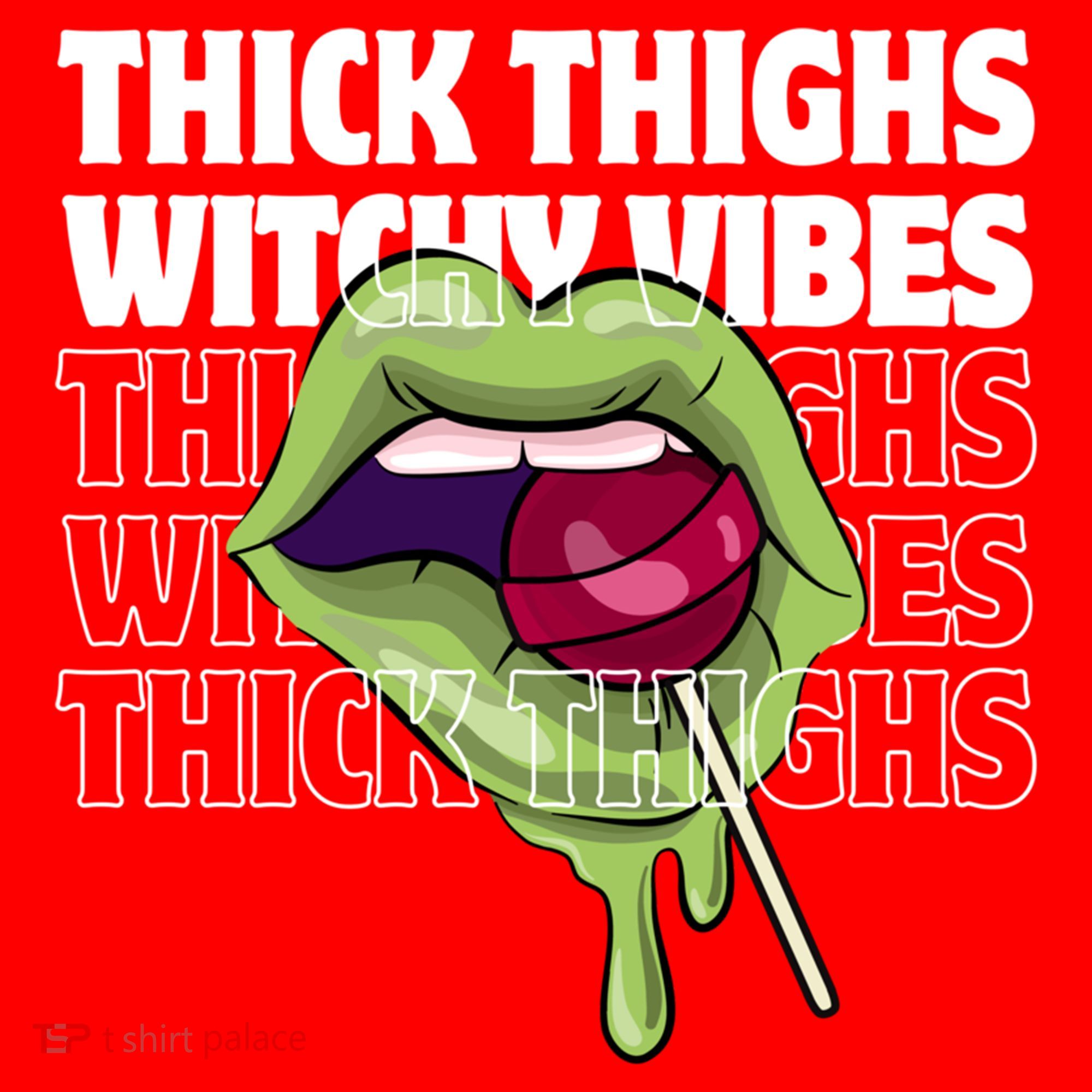 Thick Thighs Witchy Vibes Halloween Bad Witch Energy Gift Santa Hat